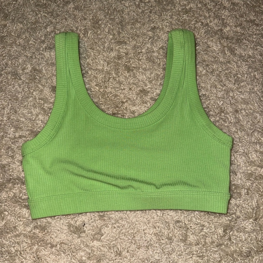 Alo Green Ribbed Sports Bra - Picture 2 of 5